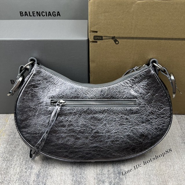 Balenciaga專櫃爆款Le Cagole半月牙腋下包餃子包 巴黎世家經典大號爆裂黑鱷金機車包 fyj1080